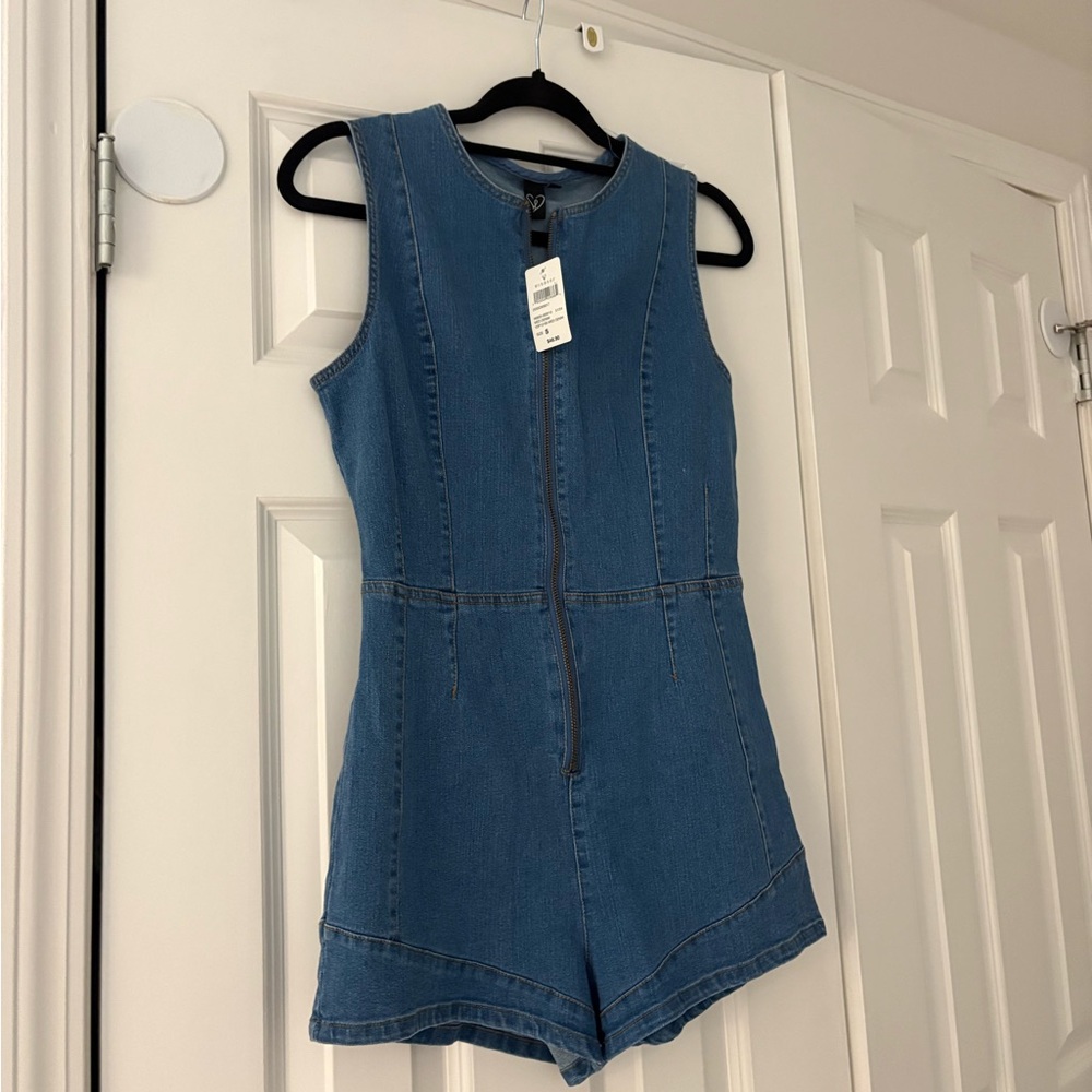 Windsor Blue Denim Zip-Front Romper